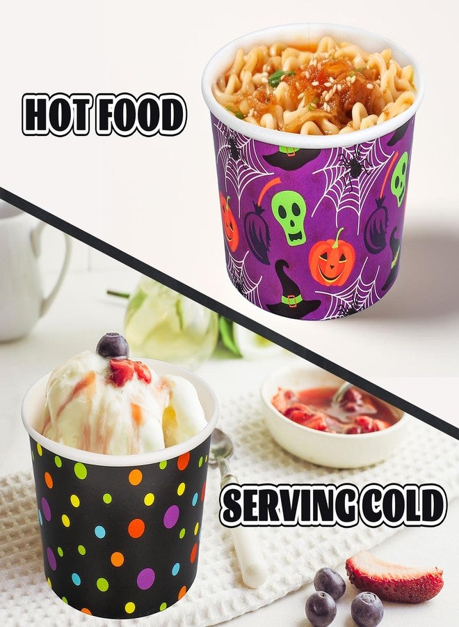 JarThenaAMCS مجموعة جارثينا إيه إم سي إس، ١٠٠ قطعة من أكواب الوجبات الخفيفة للهالوين، بتصميمات اليقطين والجمجمة وشبكة العنكبوت والنقاط، أوعية ورقية للاستخدام مرة واحدة، سعة ٩ أونصات، مثالية للآيس كريم والحلويات والأطعمة الساخنة والباردة، ولوازم حفلات أعياد الميلاد أو حفلات الهالوين. - Image 4